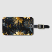 Trendy abstract zwart goud marmer bagagelabel (Voorkant (horizontaal))