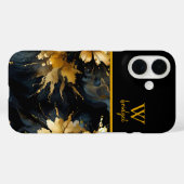 Trendy abstract zwart goud marmer Case-Mate iPhone case (Achterkant (horizontaal))