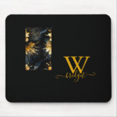 Trendy abstract zwart goud marmer muismat (Voorkant)