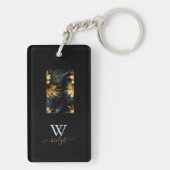 Trendy abstract zwart goud marmer sleutelhanger (achterkant)