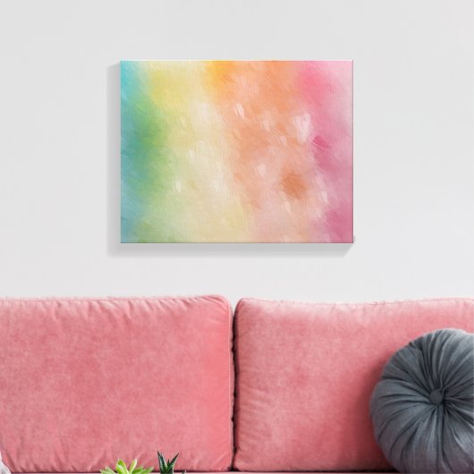 Trendy Abstracte Art Blue Roze Geel Groen Canvas Afdruk (Insitu (Woonkamer))