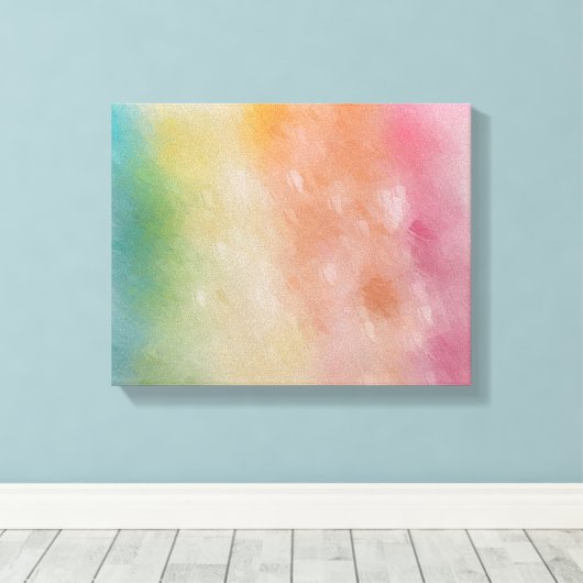 Trendy Abstracte Art Blue Roze Geel Groen Canvas Afdruk (Insitu (Houten vloer))