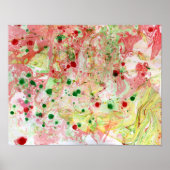 Trendy Abstracte Art Green Roze Rood Geel Modern Poster (Voorkant)