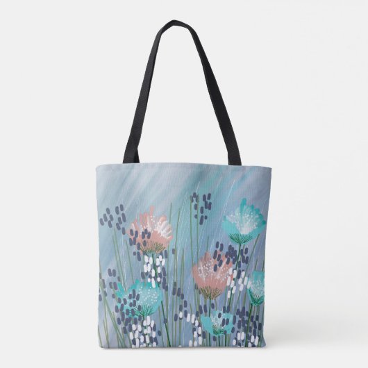 Trendy Abstracte bloemen Tote Bag (Achterkant)