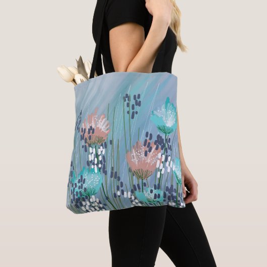 Trendy Abstracte bloemen Tote Bag (Dichtbij)