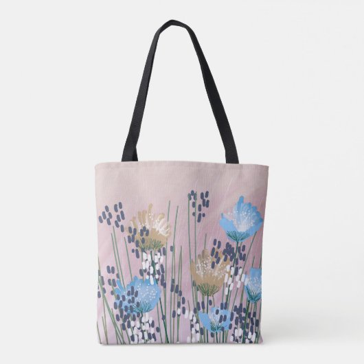 Trendy Abstracte bloemen Tote Bag (Achterkant)