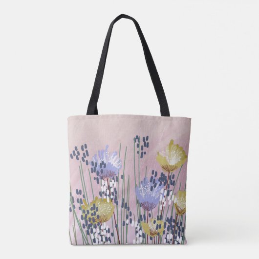 Trendy Abstracte bloemen Tote Bag (Achterkant)
