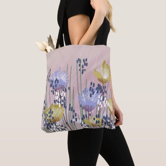Trendy Abstracte bloemen Tote Bag (Dichtbij)