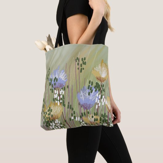Trendy Abstracte bloemen Tote Bag (Dichtbij)