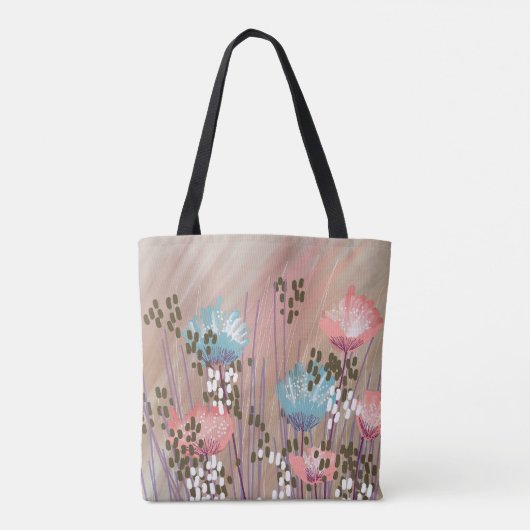 Trendy Abstracte bloemen Tote Bag (Achterkant)