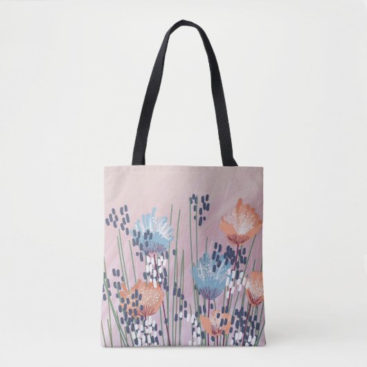 Trendy Abstracte bloemen Tote Bag (Voorkant)