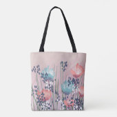 Trendy Abstracte bloemen Tote Bag (Achterkant)