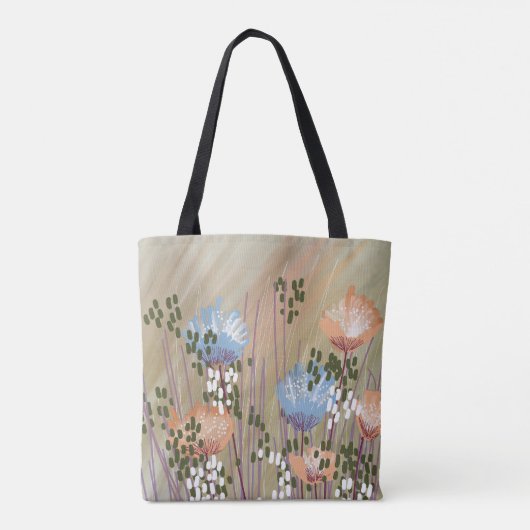 Trendy Abstracte bloemen Tote Bag (Achterkant)