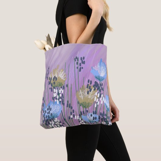 Trendy Abstracte bloemen Tote Bag (Dichtbij)