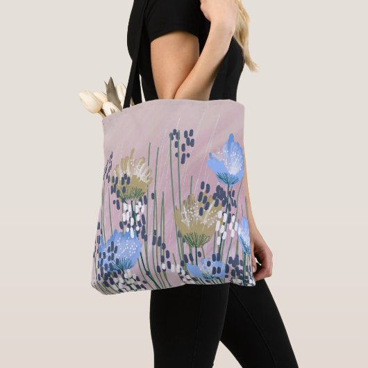 Trendy Abstracte bloemen Tote Bag (Dichtbij)