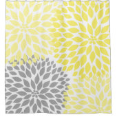 Trendy Abstracte Geel Grijs Bloemen badkamer decor Douchegordijn (Voorkant)