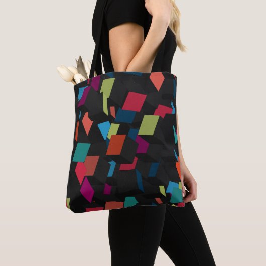 Trendy Abstracte Geometric Cube Pattern Canvas tas (Dichtbij)