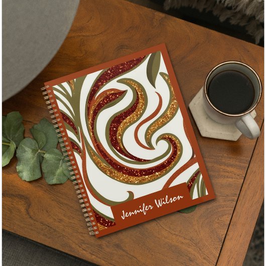 Trendy abstracte glitter terracotta groen script planner