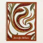 Trendy abstracte glitter terracotta groen script planner (Voorkant)