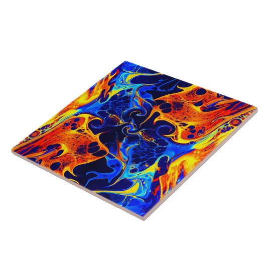 trendy abstracte kleurrijke kleurdraai tegeltje (Zijkant)