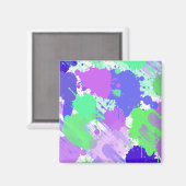 trendy abstracte kleurrijke neonborstels magneet (Voorkant / Achterkant)