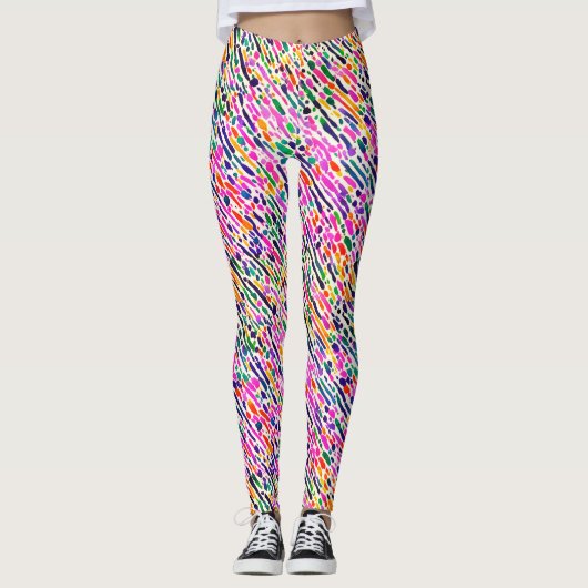 Trendy Abstracte kunst Kleurrijke Waterverf Paint Leggings (Voorkant)