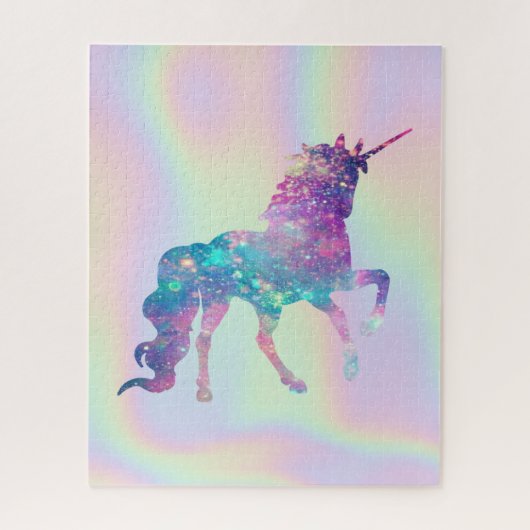 Trendy Abstracte Ombre Unicorn Holografen Legpuzzel (Verticaal)