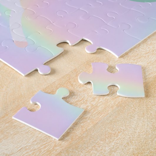 Trendy Abstracte Ombre Unicorn Stars Clouds Legpuzzel (Zijkant)