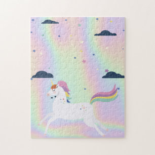 Trendy Abstracte Ombre Unicorn Stars Clouds Legpuzzel