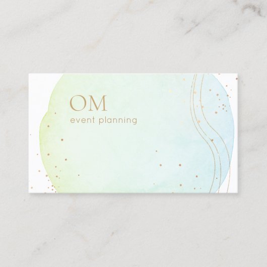 Trendy Abstracte Ombre Waterverf met Gold Accents Visitekaartje (Voorkant)