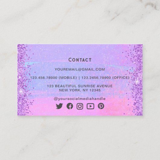 Trendy Abstracte Paarse Roze Ombre Waterverf Wash Visitekaartje (Achterkant)