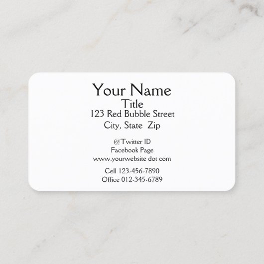 Trendy Abstracte Rode Bubble Swoosh Professional Visitekaartje (Achterkant)