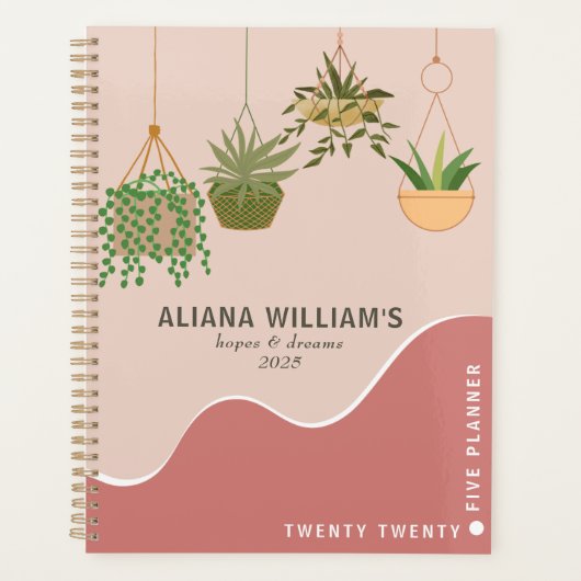 Trendy Abstracte Roze Tuinman 2025 Planner (Voorkant)