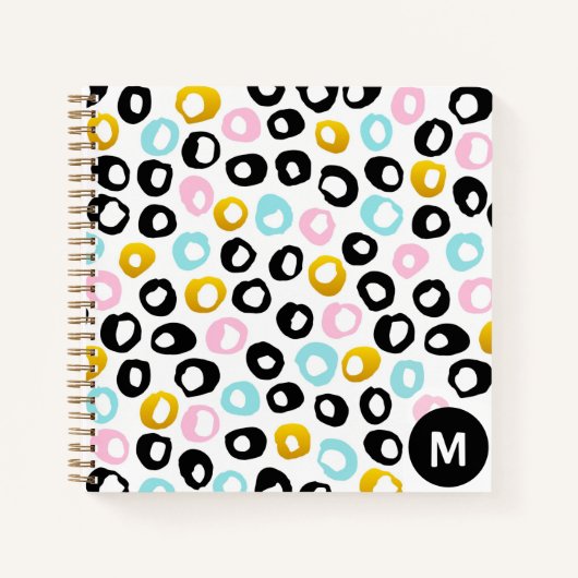 Trendy Abstracte Stippenpatroon Monogram Notitieboek (Voorkant)