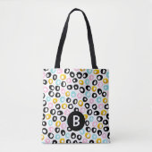 Trendy Abstracte Stippenpatroon Monogram Tote Bag (Voorkant)