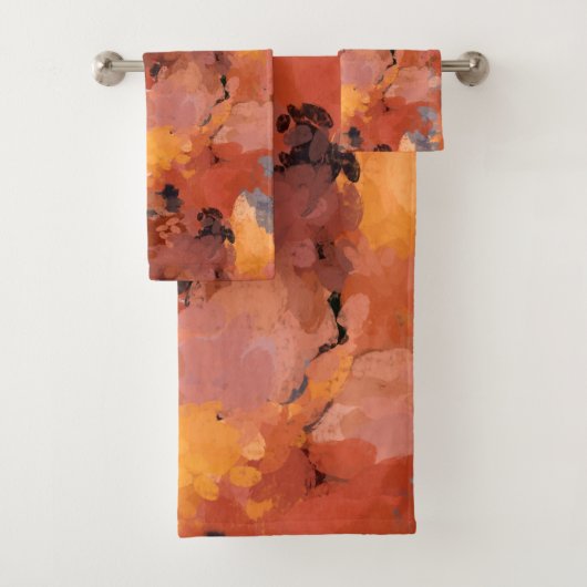 Trendy Abstracte Terracotta Roest Bruin Bad Handdoek (Insitu)
