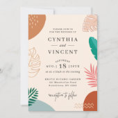 Trendy Abstracte tropische vormen Summer Wedding Kaart (Voorkant)