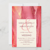 Trendy Abstracte uitnodiging tot bruinkroze bruilo (Voorkant)