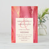 Trendy Abstracte uitnodiging tot bruinkroze bruilo (Staand voorkant)