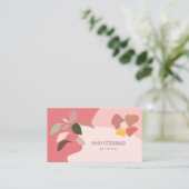 Trendy Abstracte vorm Leaf roze beige Girly Visitekaartje (Staand voorkant)