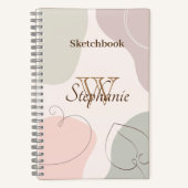 Trendy Abstracte vorm schetst lederen monogram Notitieboek (Voorkant)