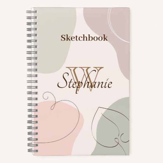 Trendy Abstracte vorm schetst lederen monogram Notitieboek (Voorkant)