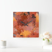 Trendy Abstracte Waterverf Kunst Warme Kleuren Vierkante Klok (Huis)