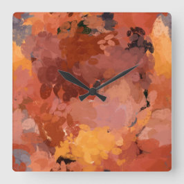Trendy Abstracte Waterverf Kunst Warme Kleuren Vierkante Klok
