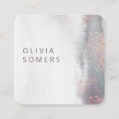 Trendy Abstracte Waterverf Roos Gold Glitter Vierkante Visitekaartje (Voorkant)