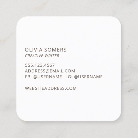 Trendy Abstracte Waterverf Roos Gold Glitter Vierkante Visitekaartje (Achterkant)