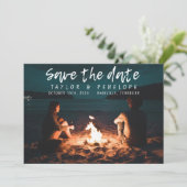 Trendy Adventure Bonfire Wedding Save the Date (Staand voorkant)