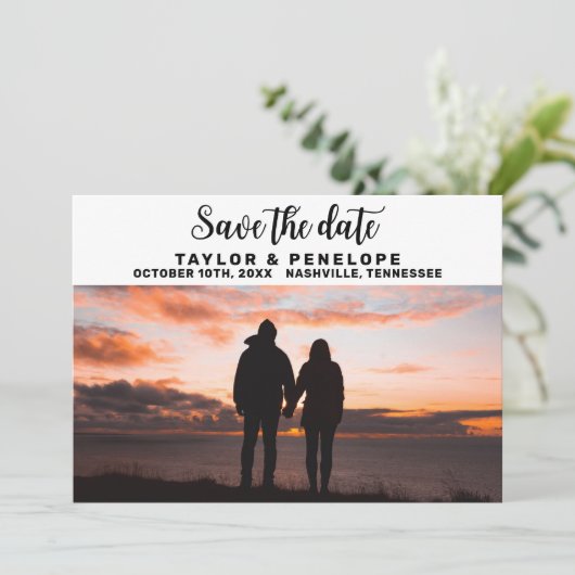 Trendy Adventure Travel Wedding Save the Date (Staand voorkant)