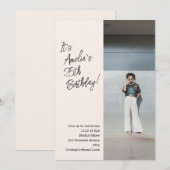 Trendy Aesthetic Photo 25th Adult Birthday Party  Kaart (Voorkant / Achterkant)