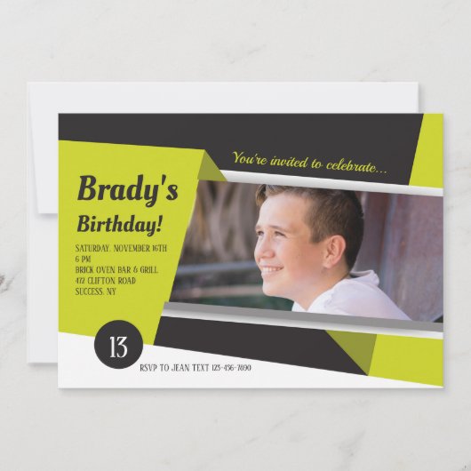 Trendy Afbeelding foto-uitnodiging Kaart (Voorkant)